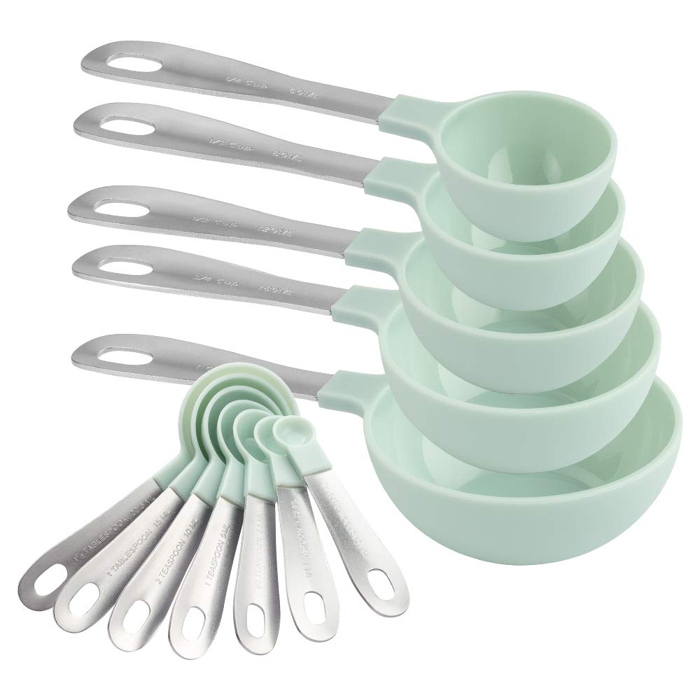 Cook With Color 12 Pc Measuring Cups Set And Measuring Spoon Set, Stainless Steel Handles, Nesting Kitchen Liquid/Dry Measuring