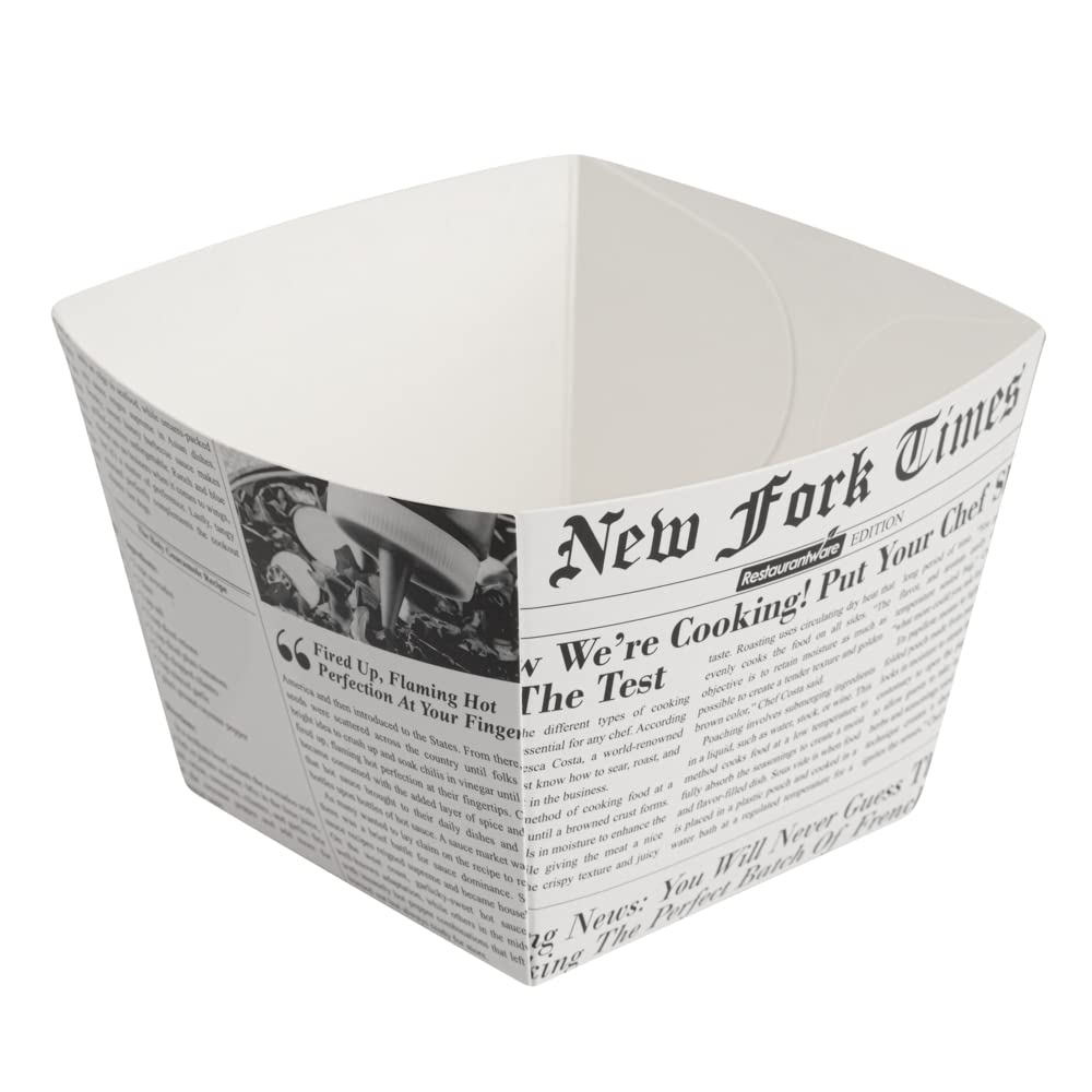 Restaurantware Bio Tek 4.3 X 4.3 X 3.2 Inch Snack Boxes 200 Pe Coating Treat Boxes - Sturdy Disposable Newsprint Paper French Fr