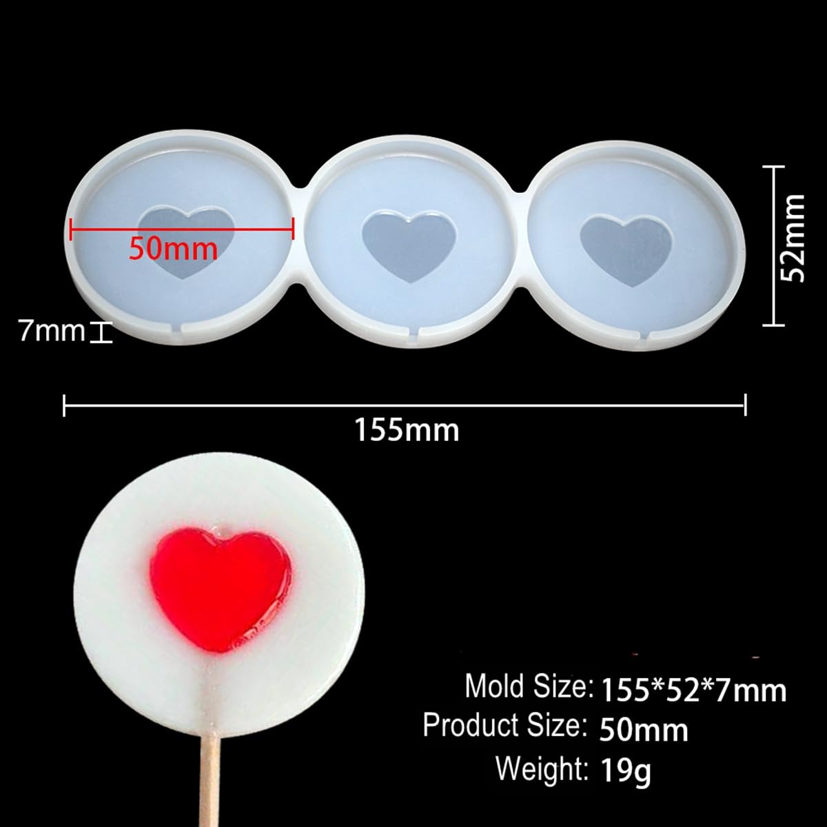 Mostsom Silicone Lollipop Mold,Love Wings/Heart/Round Shape Mold,Cake Lollipop Fondant Mold,For Making Lollipop Chocolate Candy