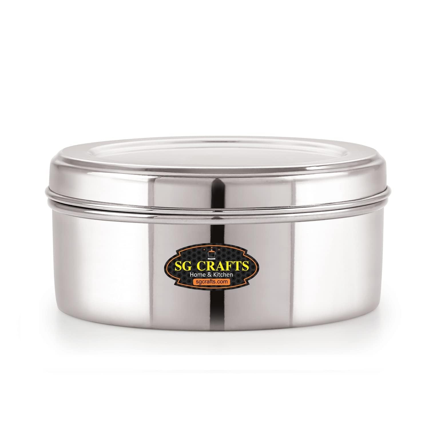 Sg Crafts Stainless Steel Flat Canisters/Puri Dabba/Storage Containers Set Of 1 (2000 Ml)