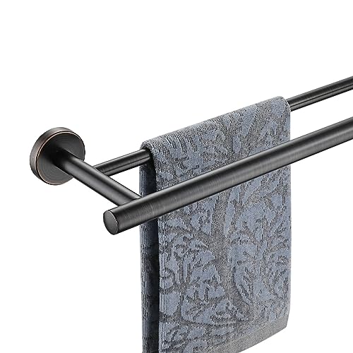 Jqk Double Towel Bar, Oil Rubbed Bronze 24 Inch 304 Stainless Steel Thicken 0.8Mm Bath Towel Rack For Bathroom, Towel Holder Wal