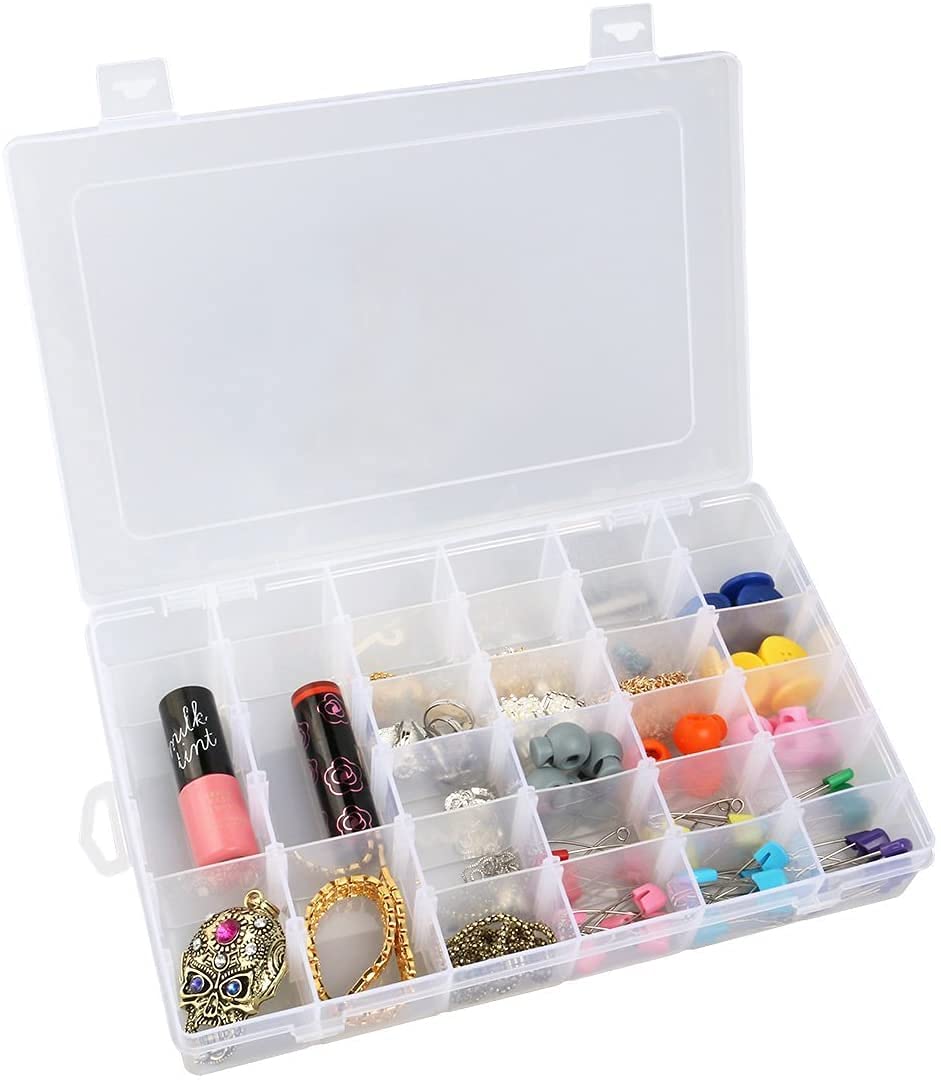 GKaruna 36 Grids Plastic Organizer Box With Adjustable Dividers For Beads Crafts Jewelry Fishing Tackles Earring Container Tool