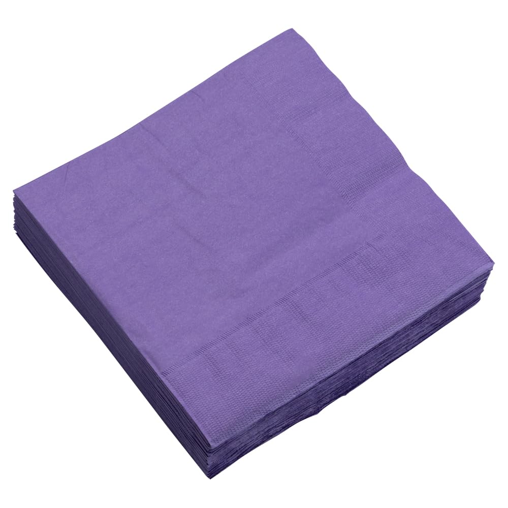 Jam Paper Medium Lunch Napkins - Purple - 6.5X6.5 Inch (Pack Of 50)