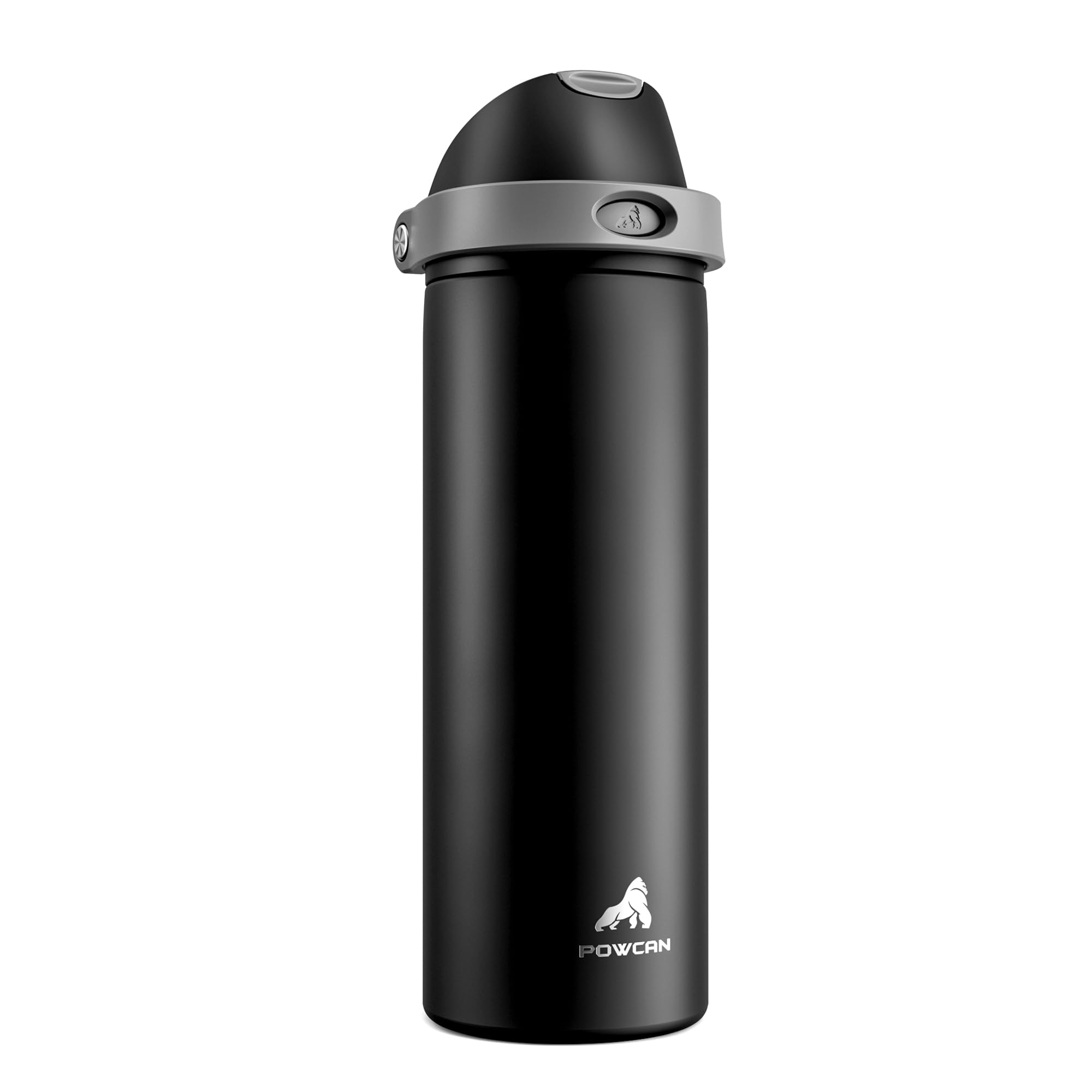 POWCAN 24 oz Insulated Water Bottle for Sports: Push-Button Spout & Quick-Flip Straw, Leakproof, Keep Cold 24Hrs, Fits Car Cupho