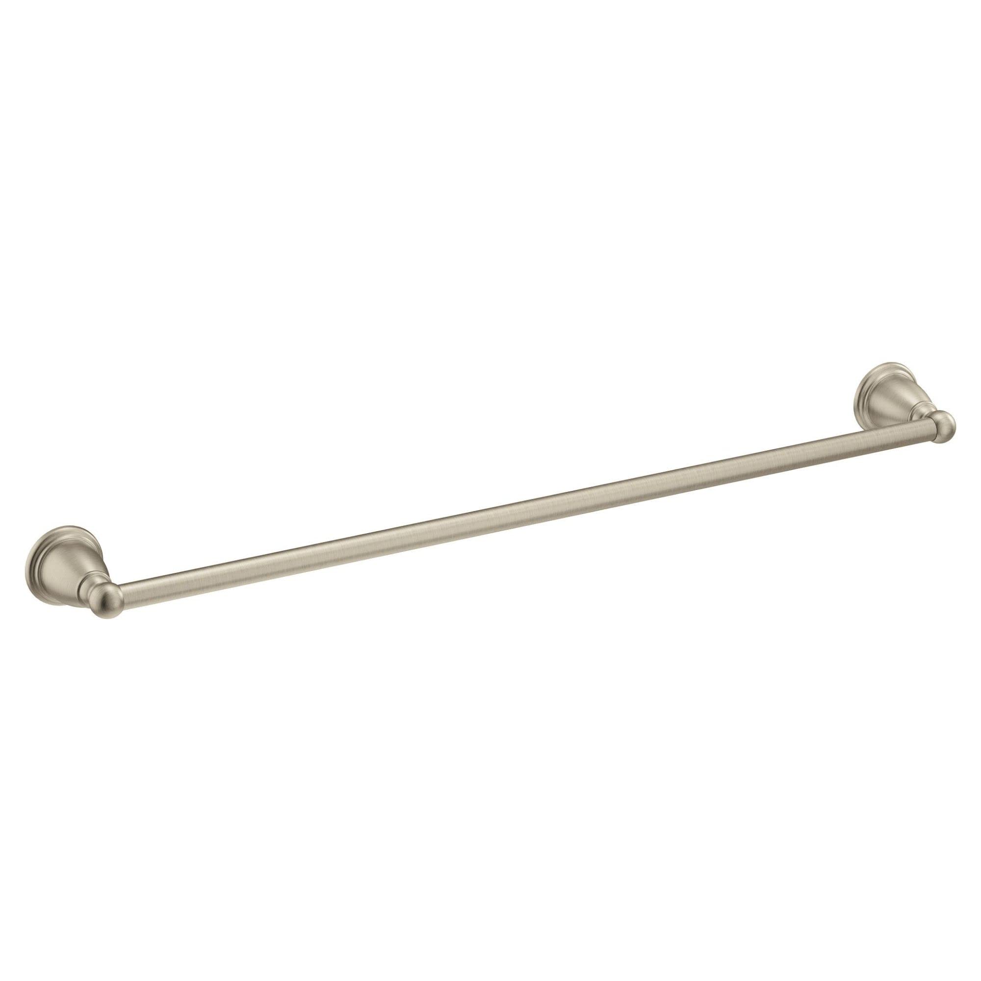 Moen Brantford Brushed Nickel 24-Inch Single Bathroom Towel Bar, Traditional Wall Mounted Towel Hanger, Yb2224Bn
