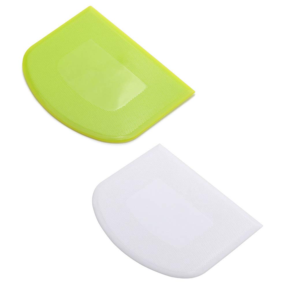 Lasenersm 2 Pieces Dough Scraper Bowl Food-Safe Plastic Dough Cutter Flexible Bench Multipurpose Food Scrappers For Bread Dough