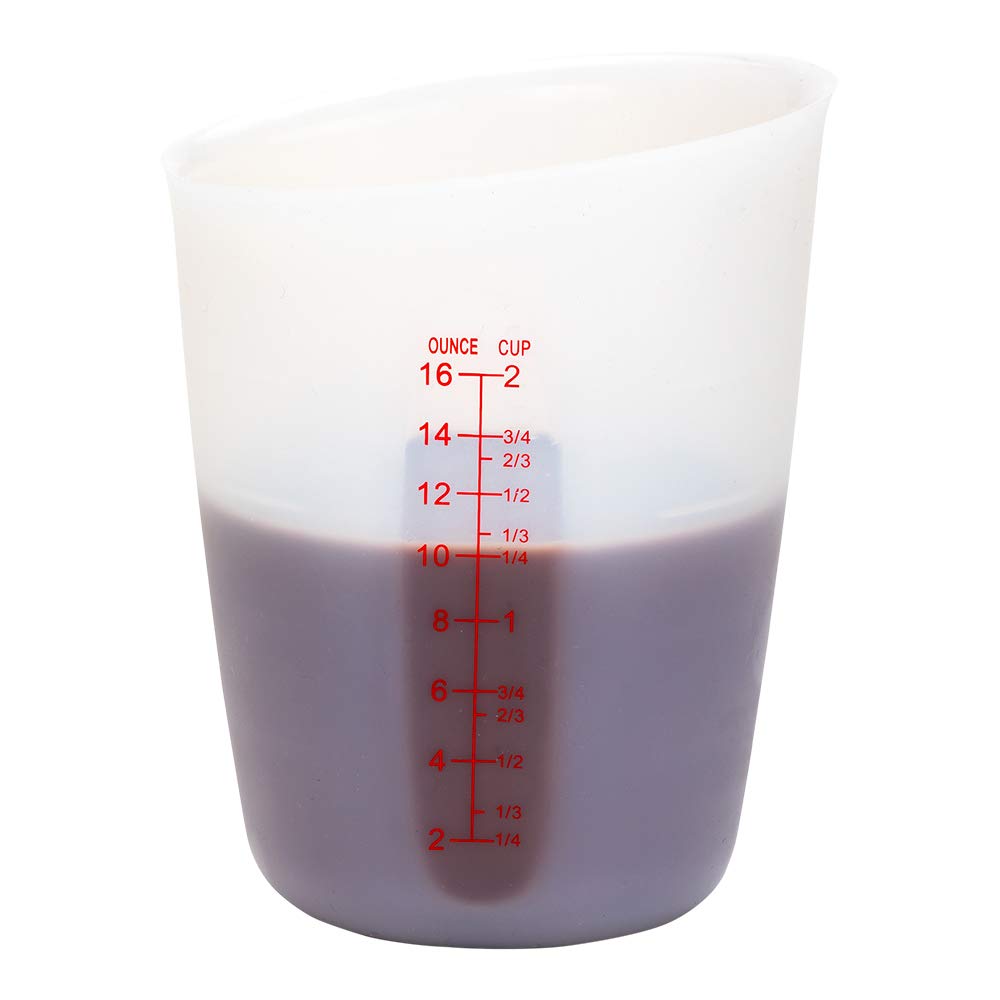 Restaurantware 2 Cup Flexible Measuring Cup 1 Heat-Tolerant Rubber Measuring Cup - Microwavable Dishwashable Translucent Silicon