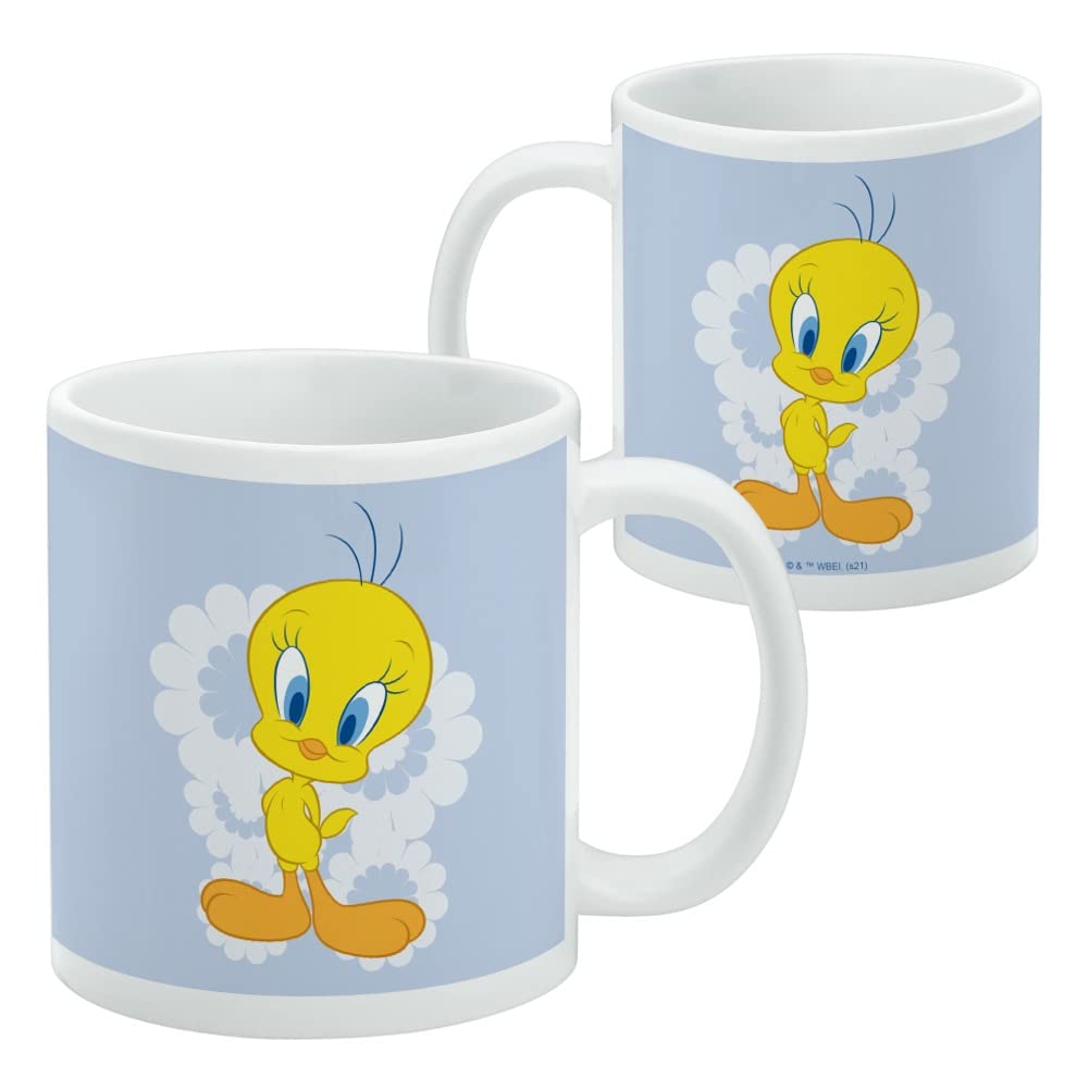 GRAPHICS & MORE Floral Tweety Ceramic Coffee Mug, Novelty Gift Mugs for Coffee, Tea and Hot Drinks, 11oz, White