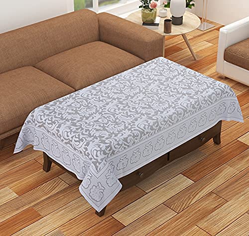 Arpan Industries Royal Look Cotton Center Table Cover for 4 Seater (40x60 Inches, White)