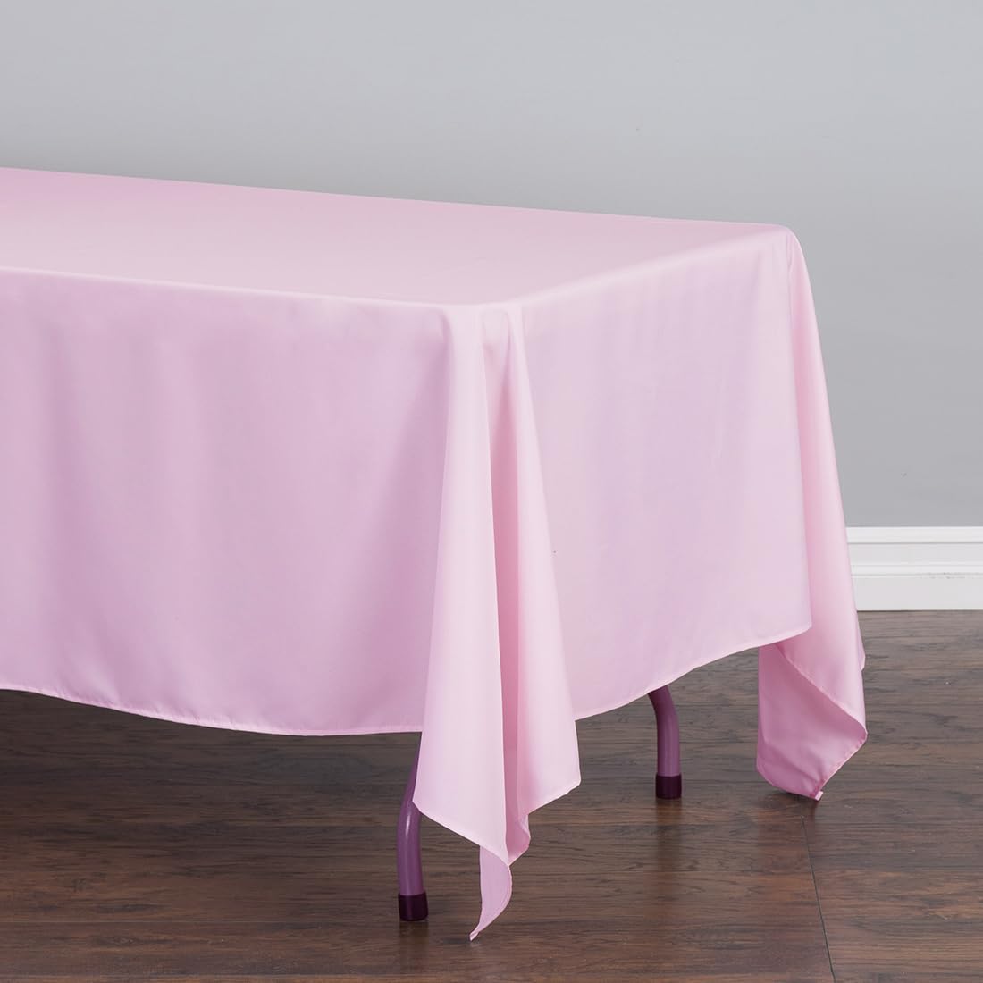 Ltc Linens 10 Pack Pink Rectangular Tablecloths 70 X 120 Inch For 6 Or 8 Feet Rectangle Banquet Tables With Half-Drop - Stain An