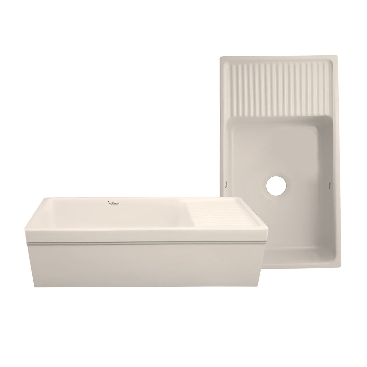 Whitehaus Collection Whqd540-Biscuit Quatro Alcove Kitchen Fireclay Front Apron Sink Glossy Biscuit
