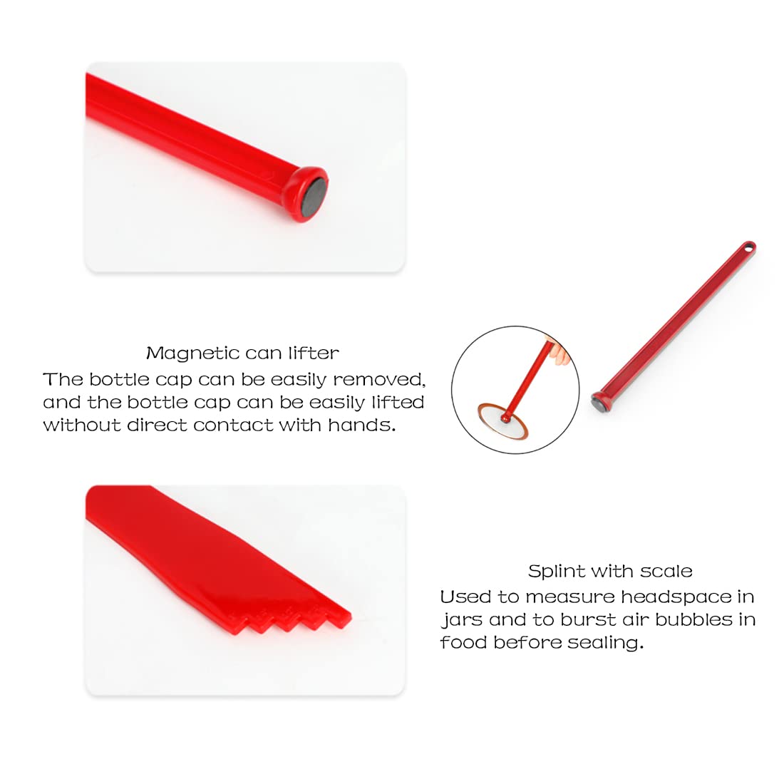 Aifeier Et Canning Tools Kit Includes 1Pcs Bubble Popper Bubble Remover And 1Pcs Jar Lid Lifter Magnetic Lid Lifter (Red)