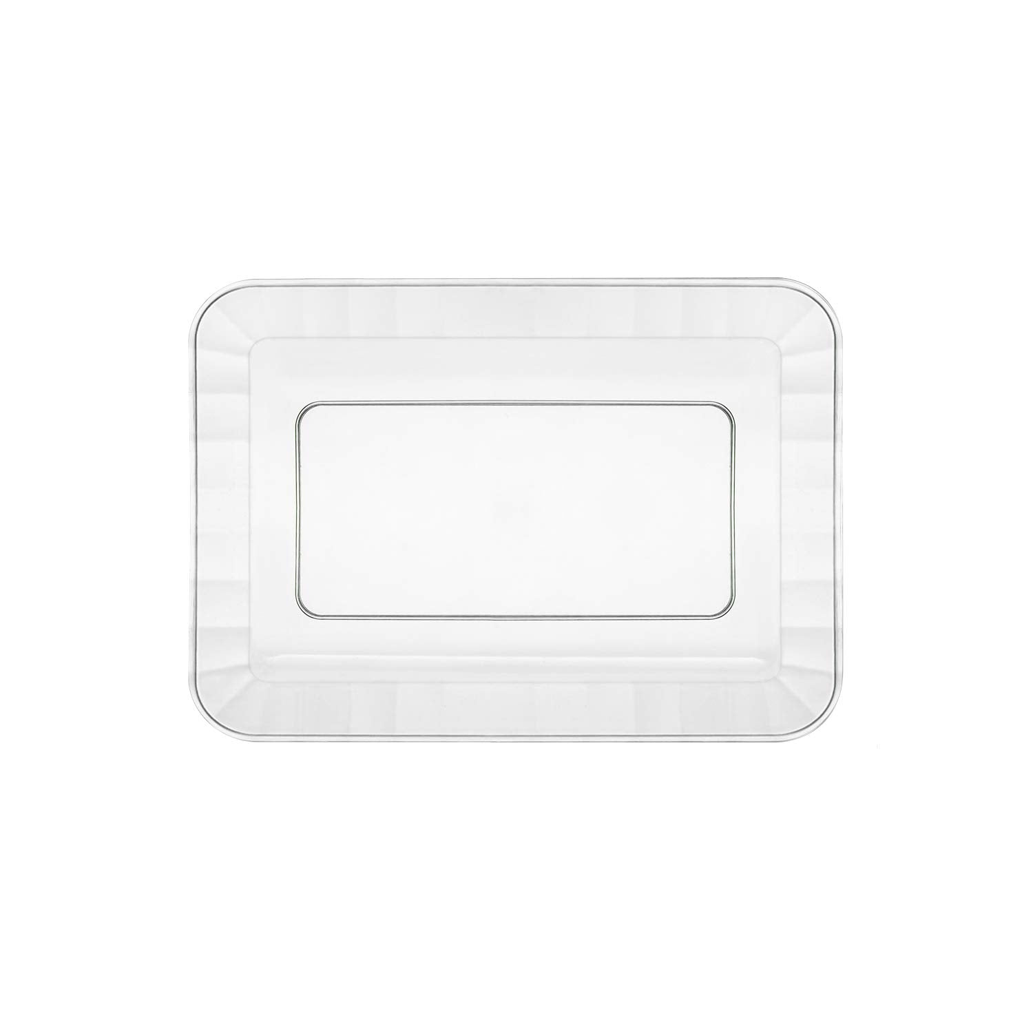 Party Essentials Deluxe Quality Hard Plastic 70 Count Rectangular Appetizer/Dessert Plates, 5 By 7-Inch, Clear