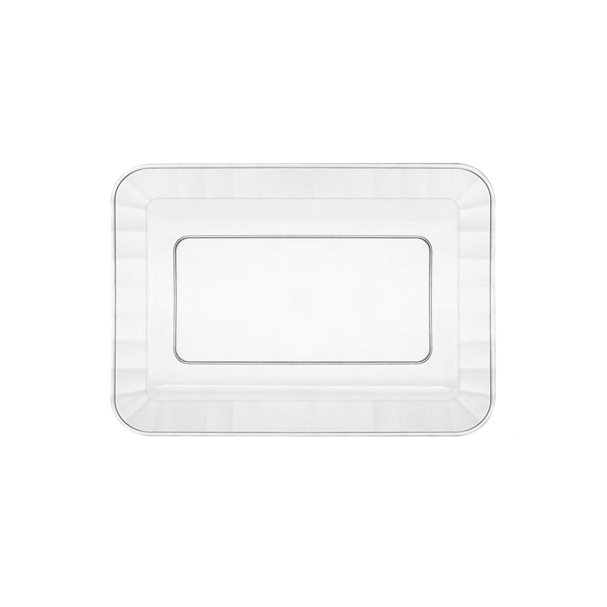 Party Essentials Deluxe Quality Hard Plastic 70 Count Rectangular Appetizer/Dessert Plates, 5 By 7-Inch, Clear