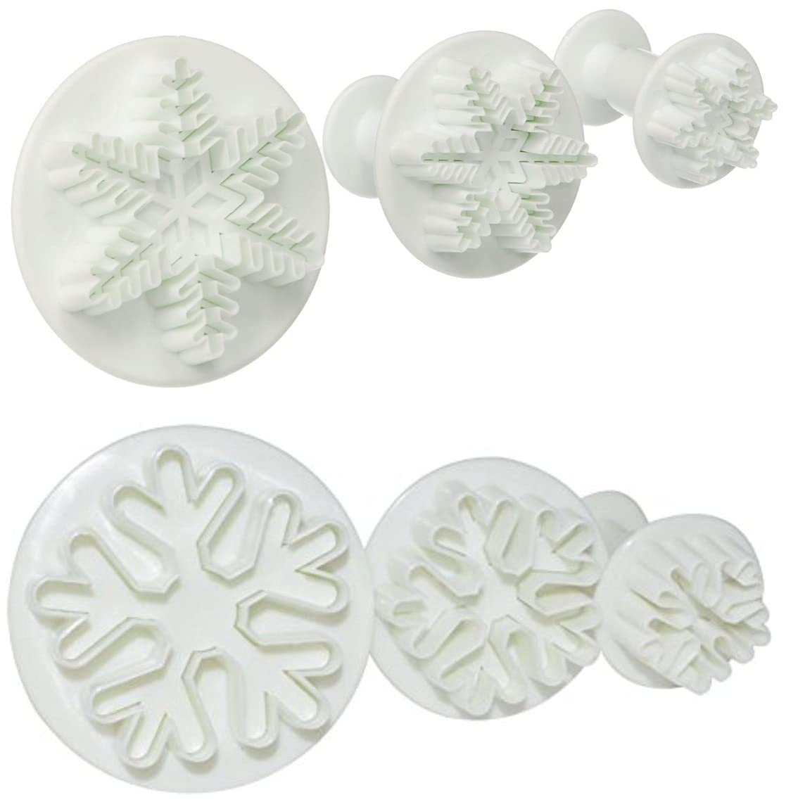 Snowflake Cookie Cutter,6Pcs Snowflake Fondant Cutters Decorating Mold Embossing Tool Christmas Cookie Cutters Snowflake Plunger