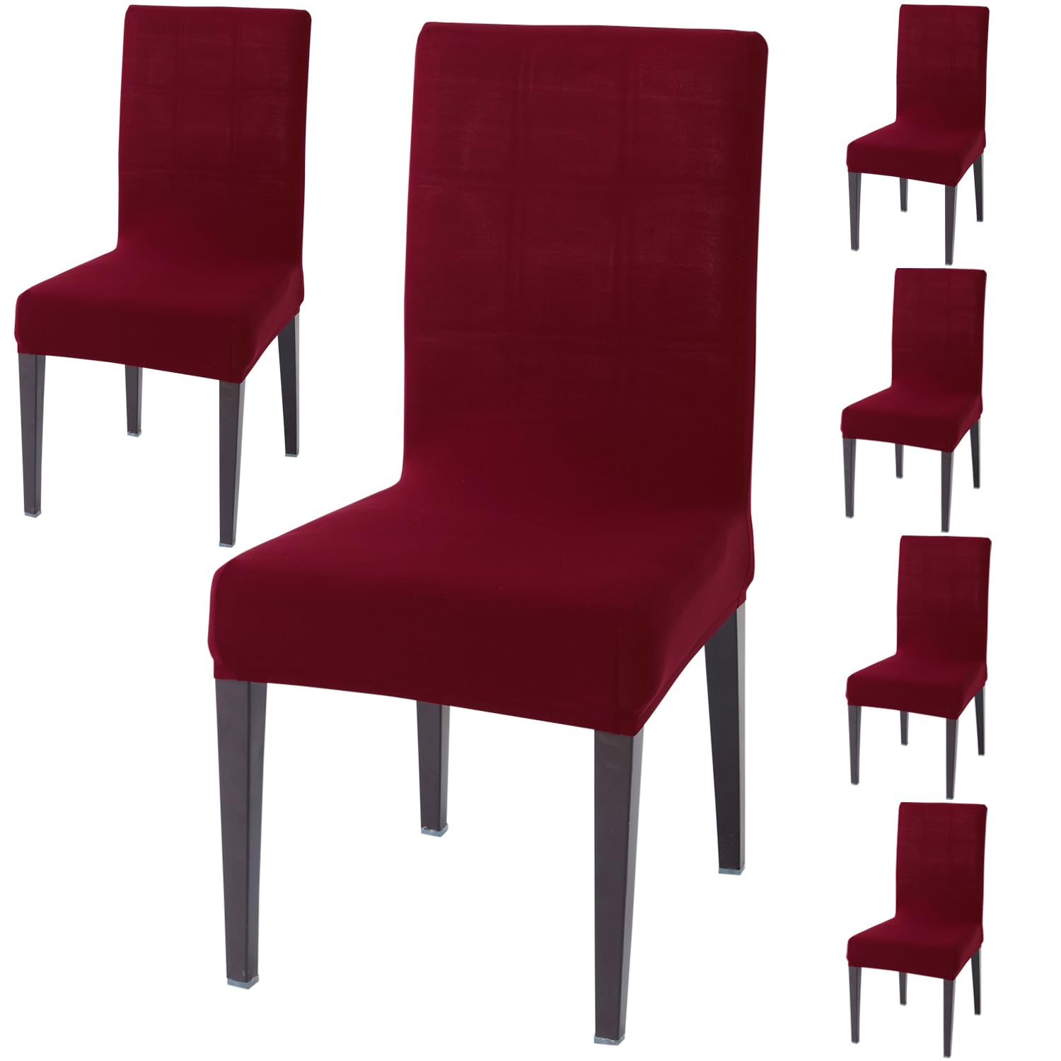 Hokipo Elastic Chair Cover Set Of 6 Stretchable Washable Dining Slipcovers (Ar-4281-E4*6), Polyester Blend