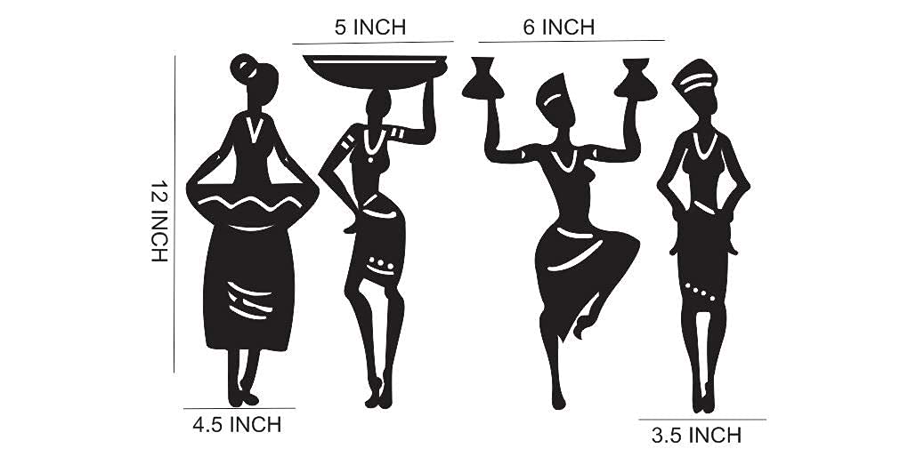 Triad basics Home Decor Items 4 Pieces Tribal women Wall Decor For Living Room, Bedroom, And Kitchen - Stylish Showpieces For Ho