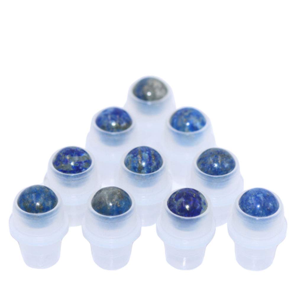 Furnido 10 Pack Natural Crystal Stones Roller Balls For Essential Oils,Use of Standard 5ml 10ml Replacement Roller Balls,Essenti