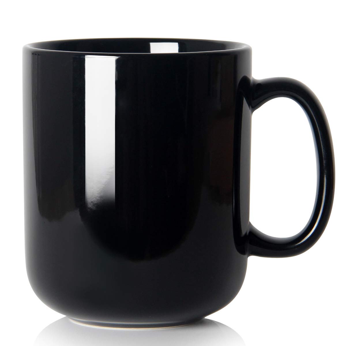 20 Oz Large Coffee Mug, Smilatte M016 Plain Ceramic Boss Big Tea Cup With Handle For Dad Men, Black