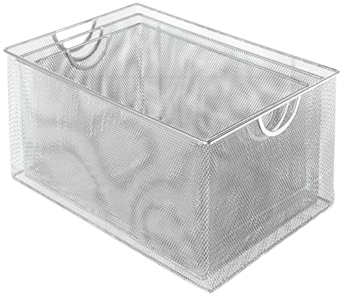 Ybm Home 2321-1116-198Set Open Bin Storage Basket Organizer, Set Of 3 13.25 X 8.5, 12 X 8 & 14.5 X 9, Silver, 3 Count