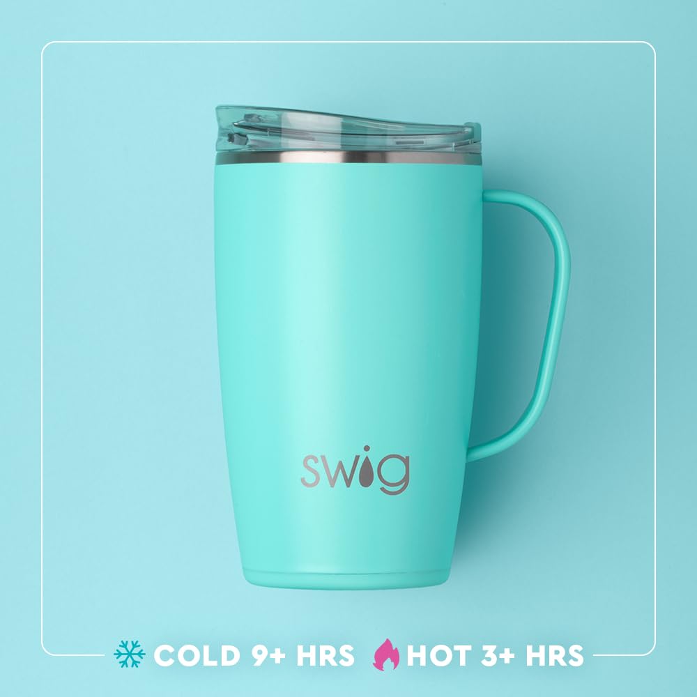 Swig Life 18Oz Travel Mug, Insulated Tumbler With Handle And Lid, Cup Holder Friendly, Dishwasher Safe, Stainless Steel, Travel