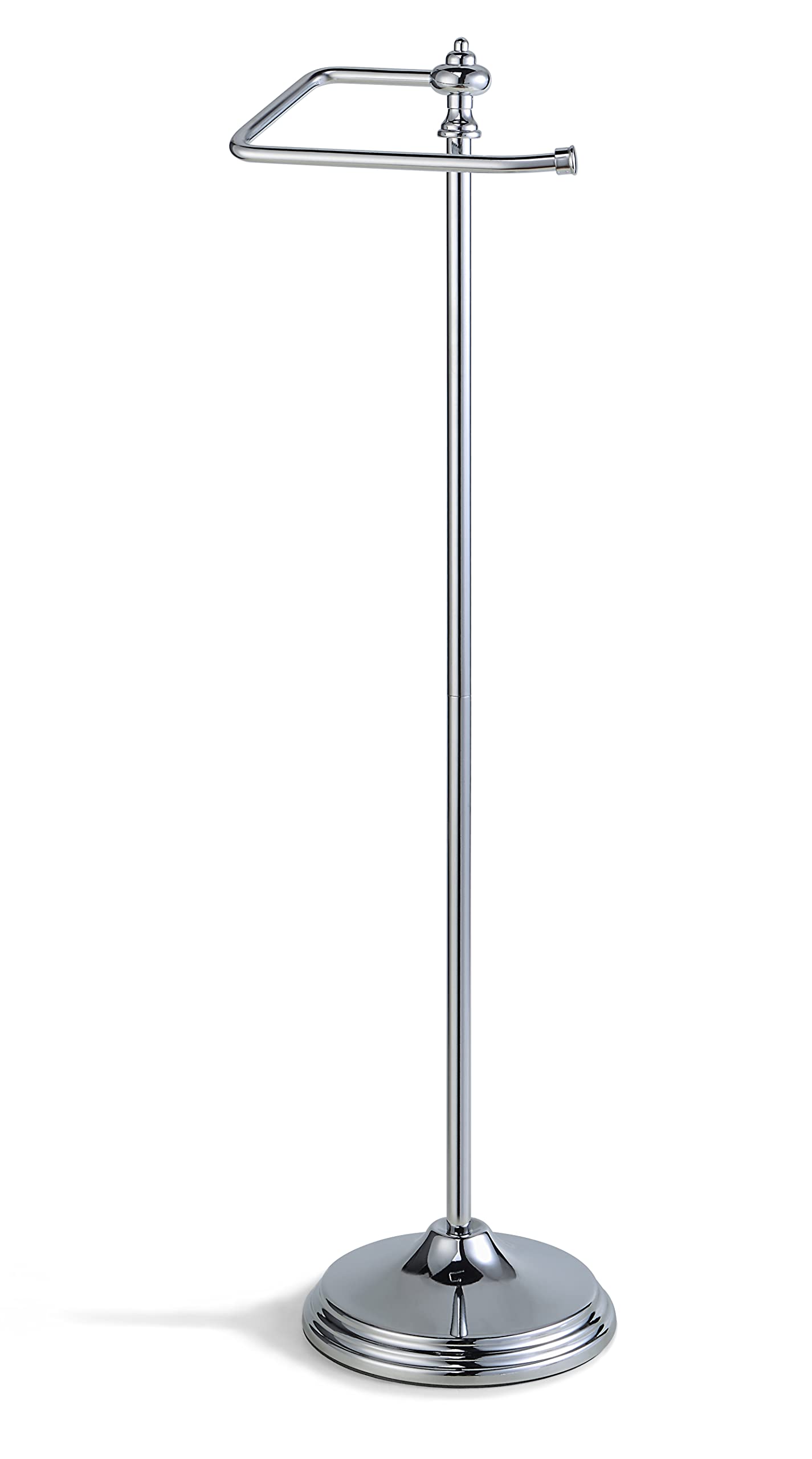 Sunnypoint Bathroom Free Standing Toilet Tissue Paper Roll Holder Stand With Reserve Function, Chrome Finish