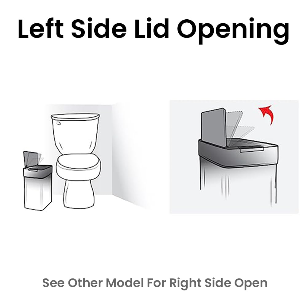 Itouchless 4 Gallon Slim Sensor Trash Can (Lid Opens Left) With Absorbx Odor Control, 15 Liter Slim Stainless Steel Automatic Wa