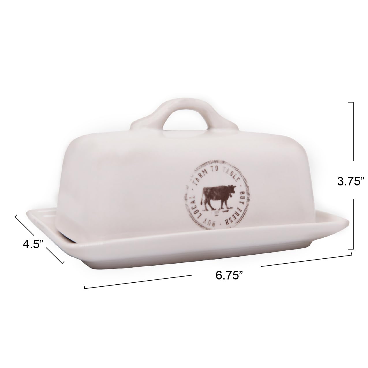 Stoneware Butter Dish With Cow Decal