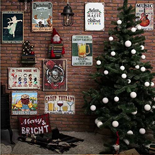 Daiercy Merry Christmaschristmas Tree Christmas Flower Christmas Wall Art Funny Retro Vintage Bar Metal Tin Sign Poster Style Wa