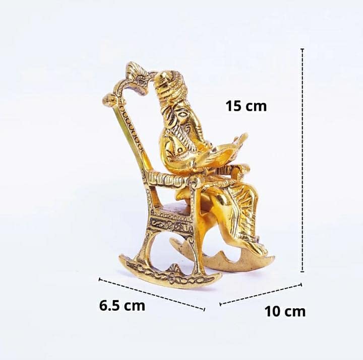 Labhcart Metal Lord Ganesha Reading Ramayana Statue Hindu God Ganesh Ganpati Sitting On Chair Idol Sculpture Home Office Gifts D