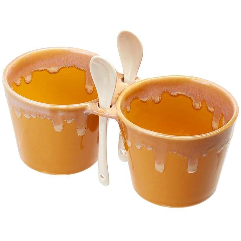 Double Dip Bowls with Spoons  Double Dip Bowls with Spoon Mustard