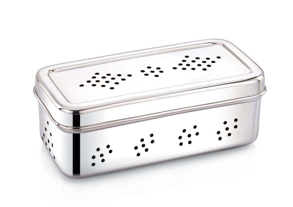 Expresso Stainless Steel Rectangle Shape Fridge Box For Kothmir/Dhaniya/Coriander Multipurpose Dabba Storage Box/Kitchen Contain