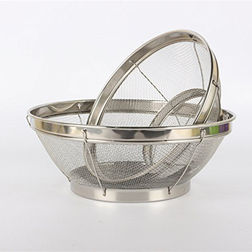 Set Of 3- Wash Strainer Colander Reinforced Basket Stainless Steel Kitchen Sieve Strainer With Fine Mesh Net Quality( Straining,