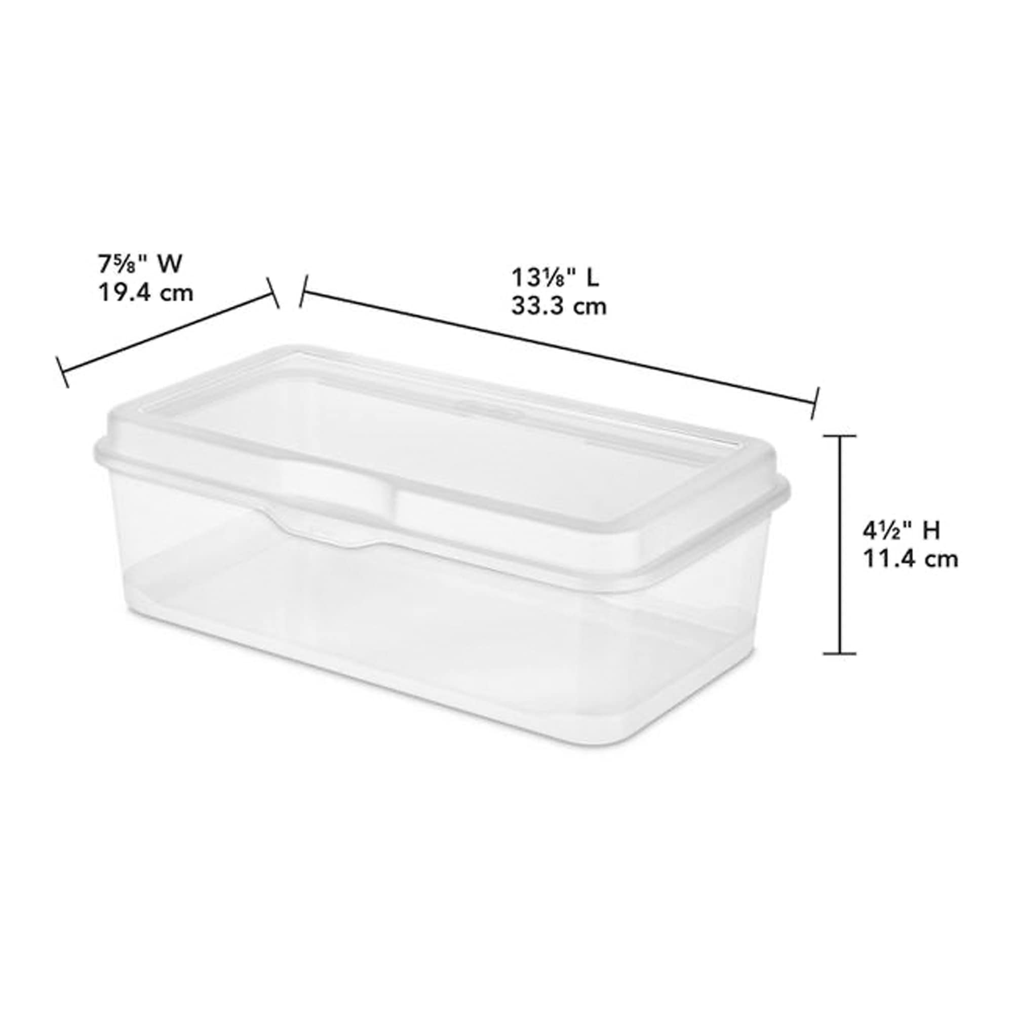 Sterilite Large Fliptop, Stackable Small Storage Bin With Hinging Lid, Plastic Container To Organize Desk At Home, Classroom, Of