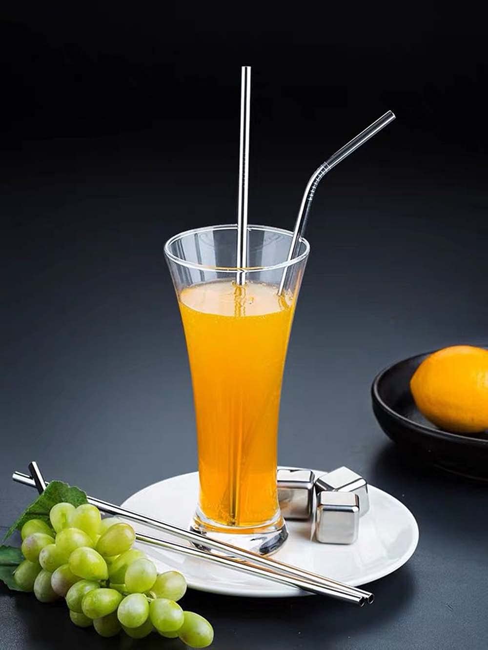 Metal Stainless Steel Straws, 4Pcs 12'' Ultra Long Reusable Metal Drinking Straws With Cleaning Brush And Silicone Tips For Tall