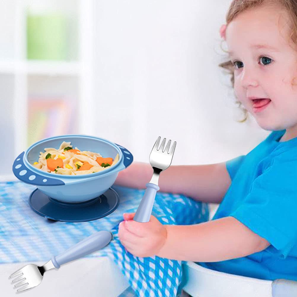 6 Pieces Toddler Forks Baby Forks for Self Feeding, Kids Forks with Round Handle, Stainless Steel Toddler Utensils Children's Sa