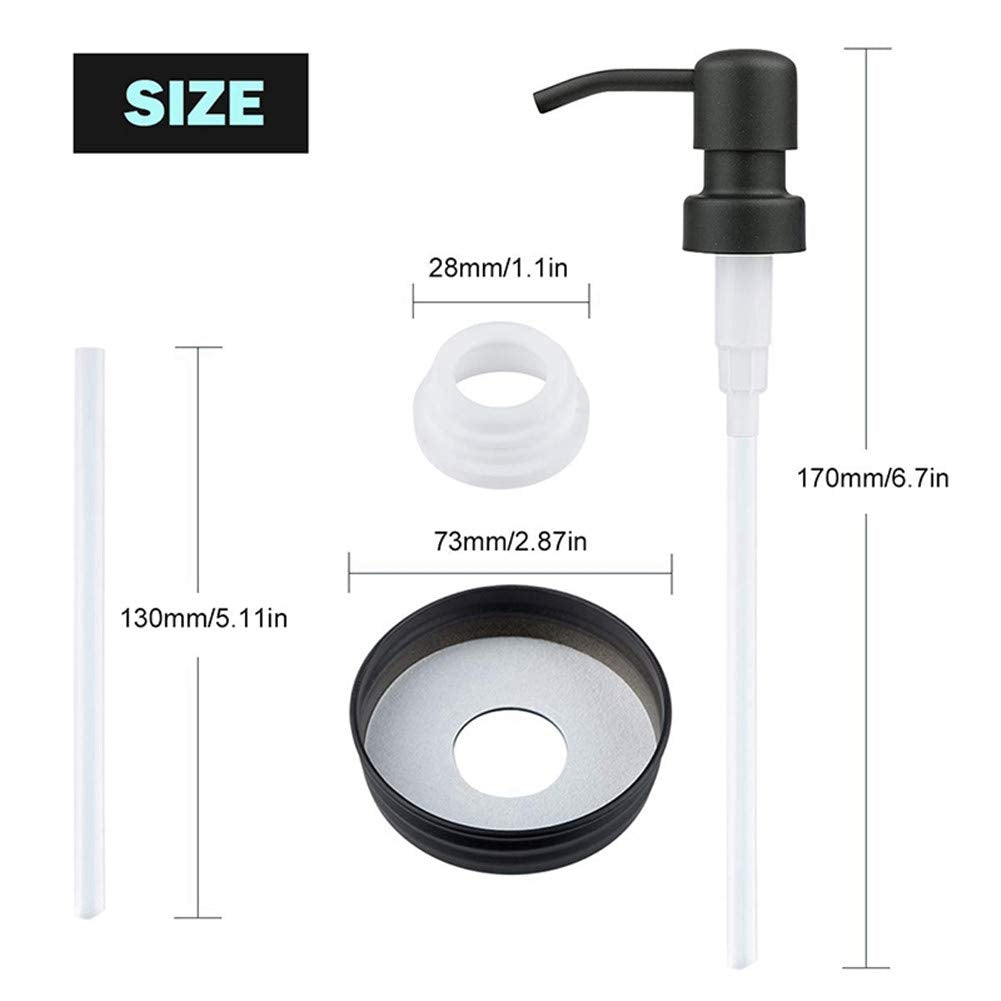 2 Pack Mason Jar Soap Dispenser Lids With Pumps, Rustproof Stainless Steel Lotion Dispenser Lids Replacement For 16 Oz Regular M