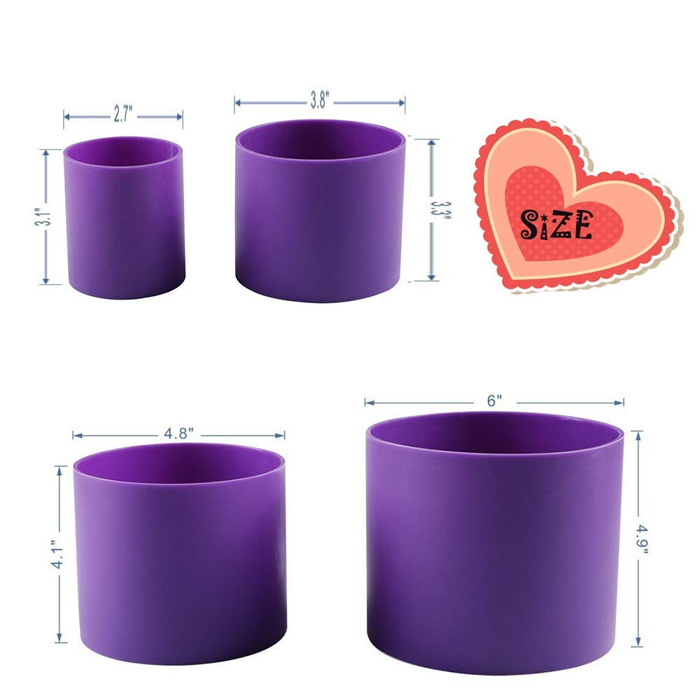 Webake Round Cake Pan Set - Silicone Baking Pans for 4 Tiered Cakes, 6", 5", 4", 2.75" - Perfect for Weddings and Birthdays