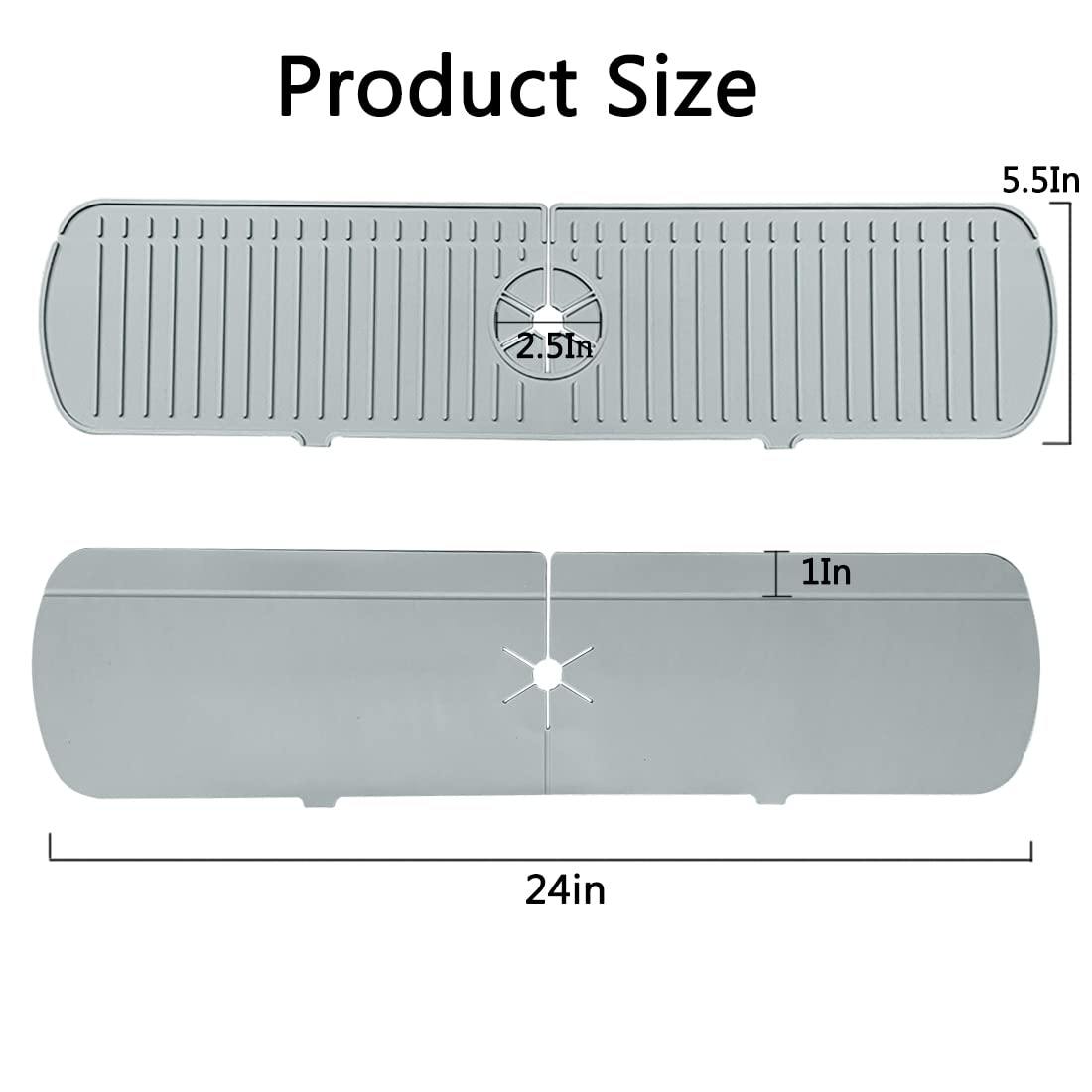 Kitchen Sink Splash Guard,24'' Silicone Faucet Handle Drip Catcher Tray Mat, Large Silicone Faucet Mat, Sink Protectors For Kitc