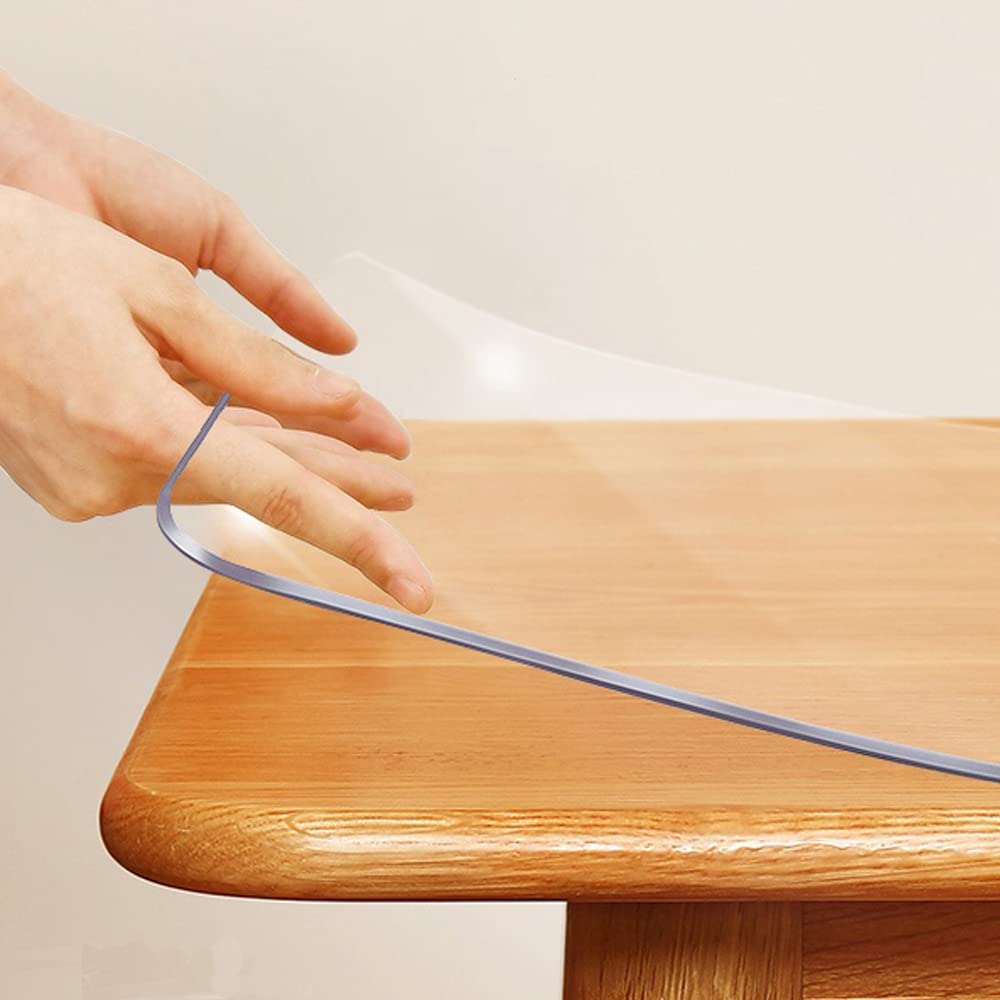 Rectanglar 24x52 in Clear Plastic Table Protector Desk Cover Chair Mat Thicken Transparent Desk Pad Mat Table Cover Protector Ta