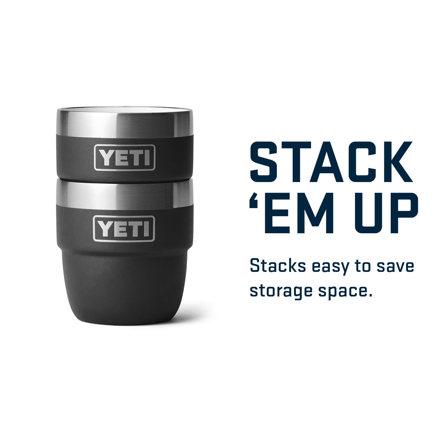 Yeti Rambler 4 Oz Stackable Cup, Stainless Steel, Vacuum Insulated Espresso/Coffee Cup, 2 Pack, Black