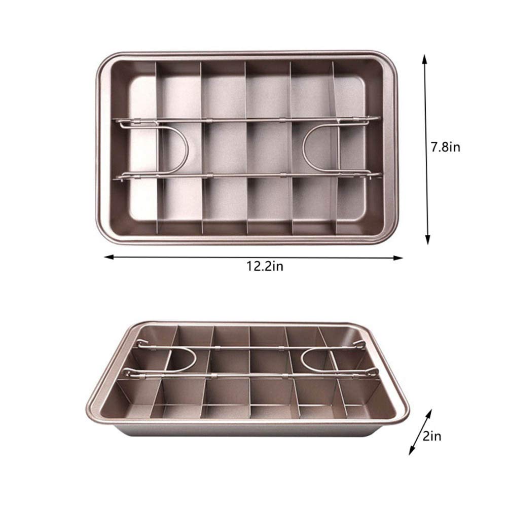 Hovico Non Stick Brownie Pans With Dividers, High Carbon Steel 18-Lattice Brownie Baking Tray For For Oven Baking, Baking Pan Wi