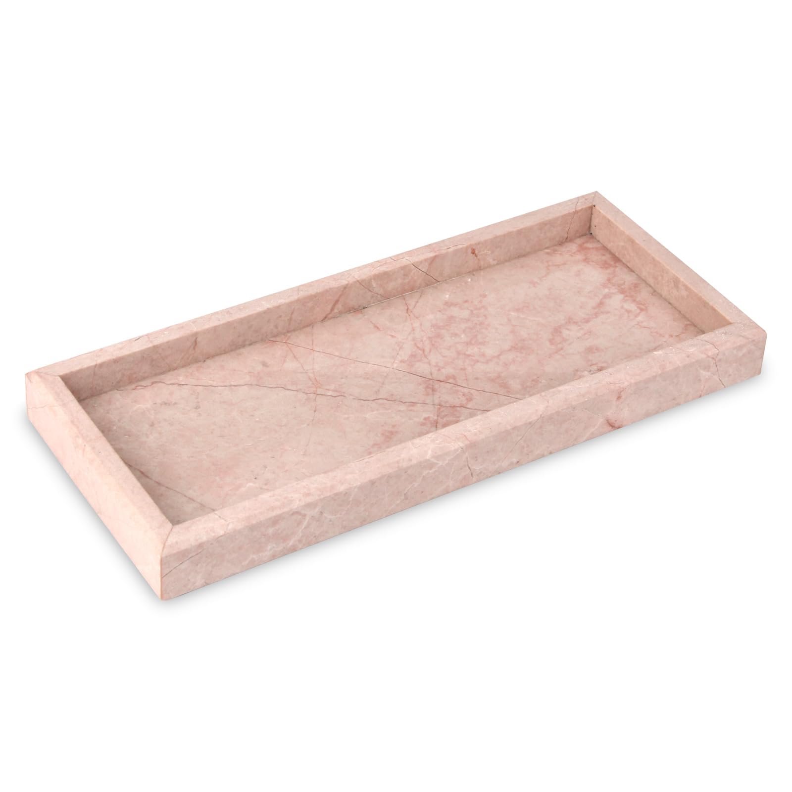 Heshibi Marble Tray, Natural Marble Vanity Home Kitchen Bathroom Table Deco Tray, Stone Decorative Countertop Serving Trays For
