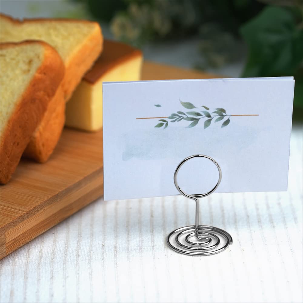 Jofefe 20Pcs Mini Place Card Holders, Cute Table Number Holders, Classy Table Card Holder Table Picture Stands, Elegant Wire Pho