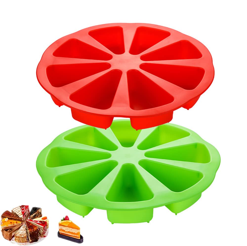 Natureman 2 Pcs Silicone Baking Molds Large 8 Cavity Silicone Scone Pan/Cakes Slices Mold/Triangle Cavity Cake Pan Pizza Slices