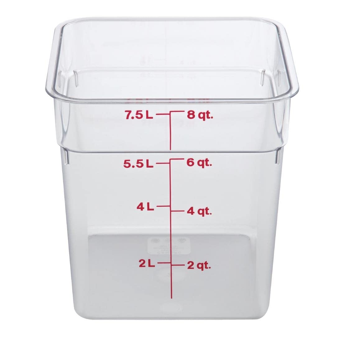 Cambro 8Sfscw Camsquare Food Container 8 Qt. 8-3/8X8-3/8X9-1/8 Clear, 6Ct,Orange/Pink
