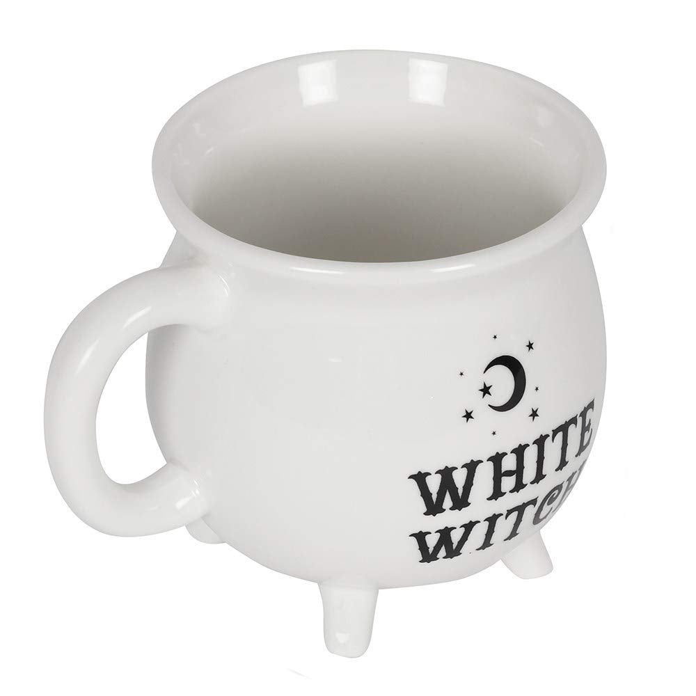 Ebros Wicca Sacred Crescent Moon And Stars White Witch Cauldron Mug Cup With Handle 14oz Coffee Tea Drink Cup Mugs Witches Occul