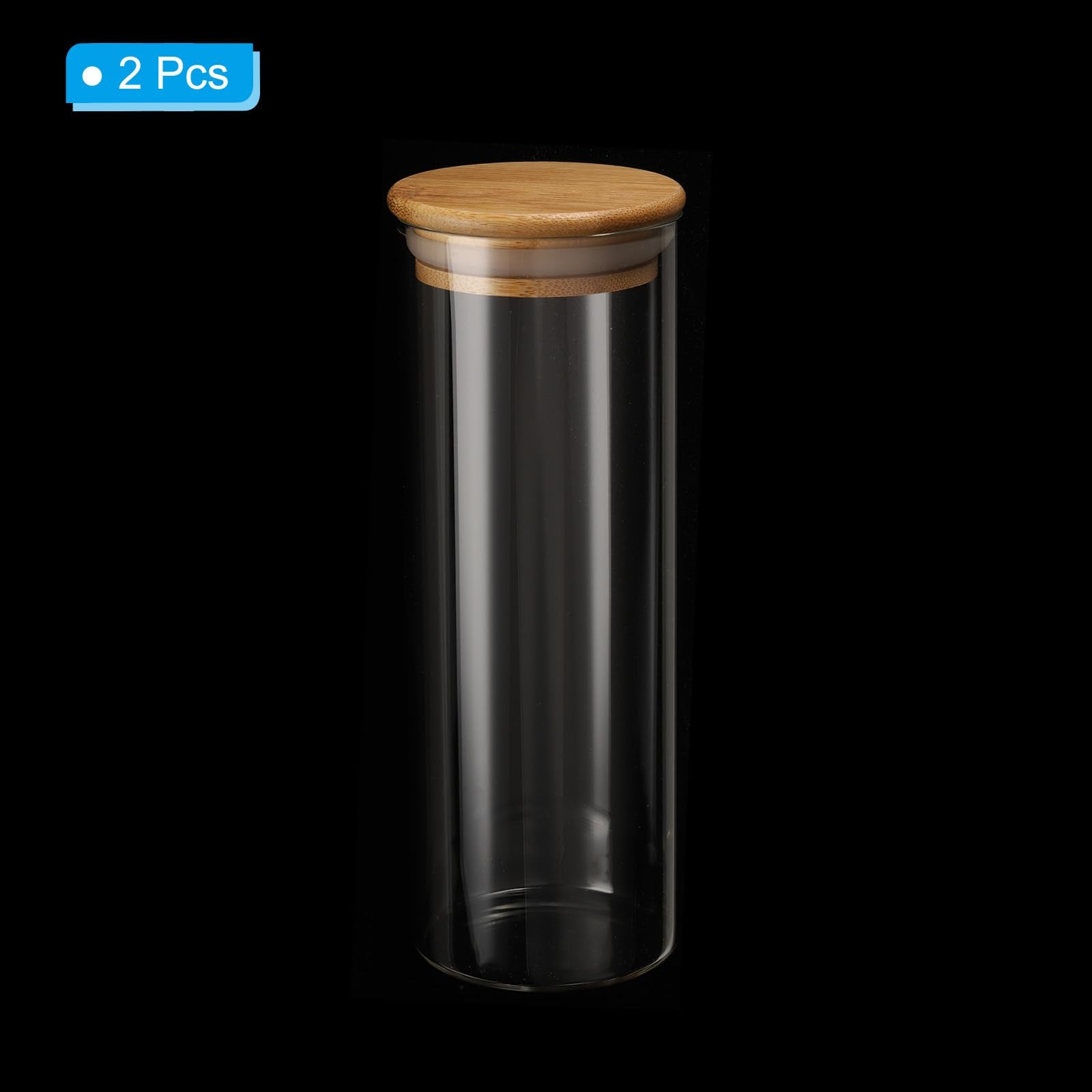 Patikil 17 Oz Glass Jar With Airtight Bamboo Lid, 2 Pack Glass Kitchen Container Clear Food Storage Jar For Nuts Sugar Coffee Be