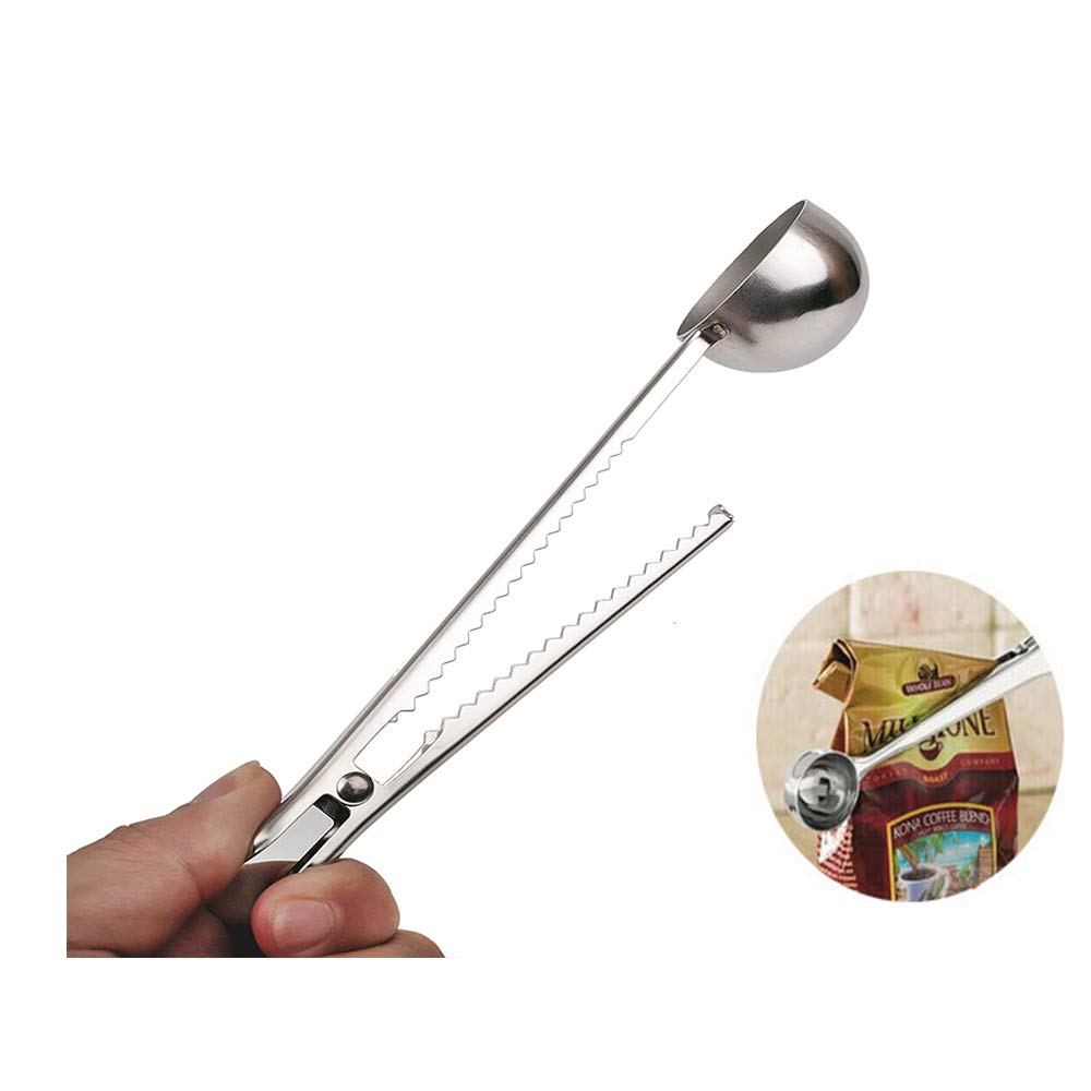 2 Pack Of Coffee Scoops, Stainless Steel Measuring Scoop, With Coffee Bag Clip, Suitable For Ground Coffee, Espresso Beans, Milk