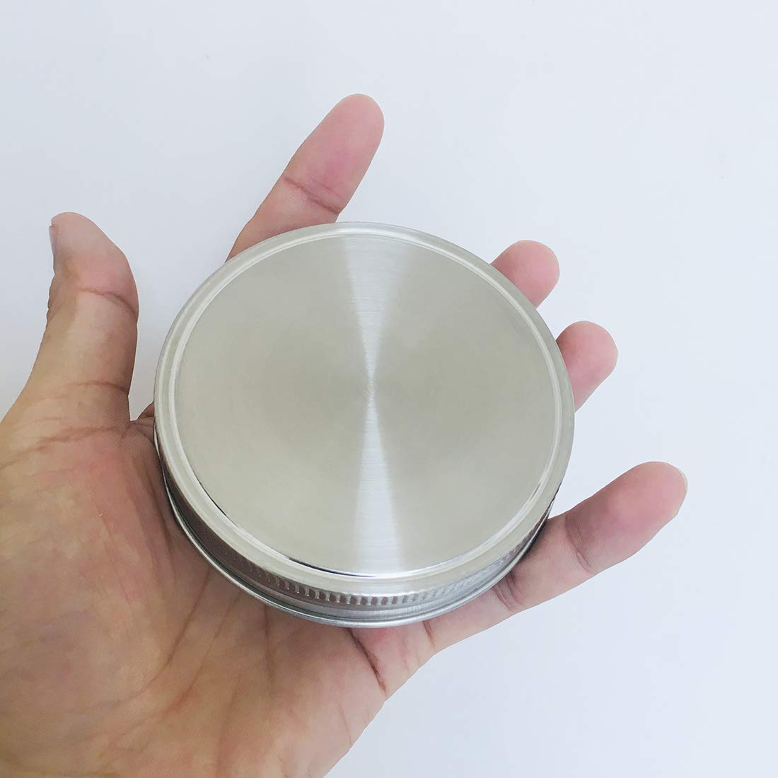 Stainless Steel Mason Jar Lids, Storage Caps With Silicone Seals For Wide Mouth Mason Canning Jars, Polished Surface, Reusable A